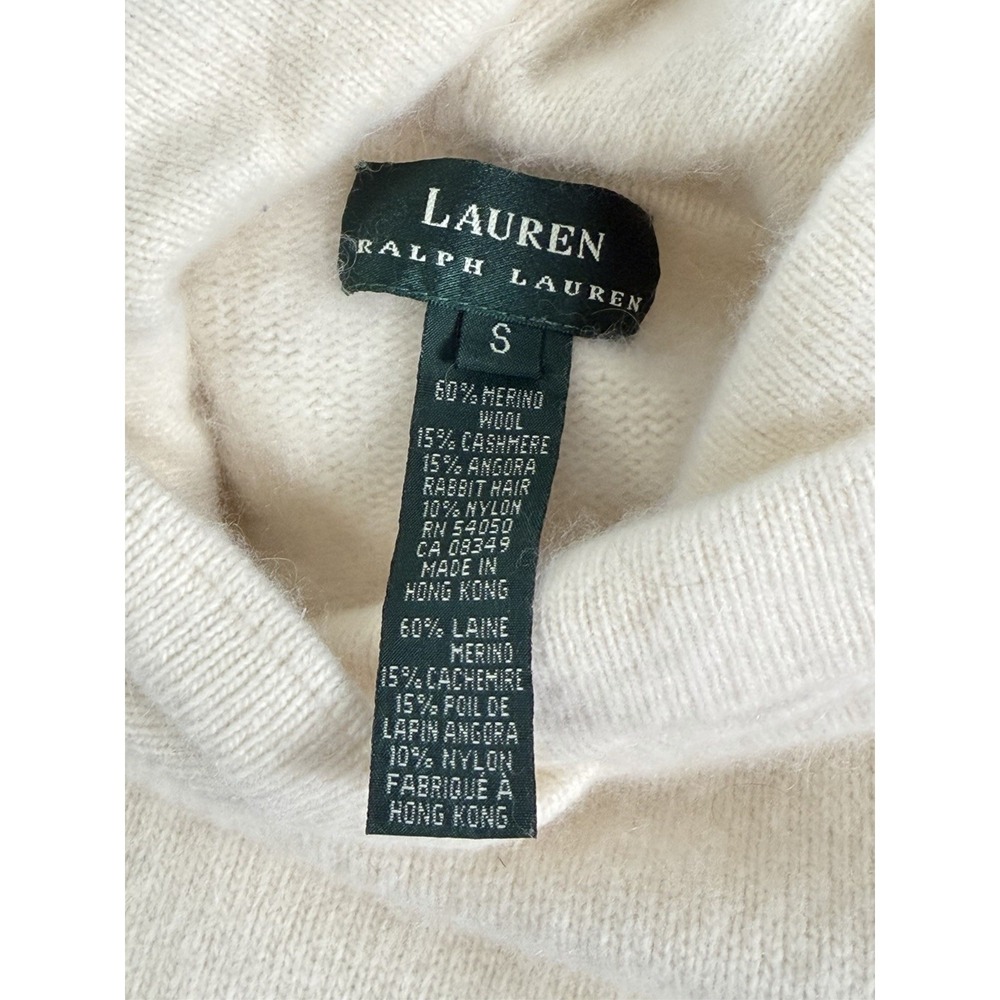 Ralph Lauren‎ wool cashmere sweater Woman's Size Small Mockneck Roll Cream Ivory